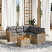 Loungeset 6-delig poly rattan beige