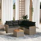 6-piece Lounge Set with Cushions Poly Rattan Grey