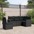 5-Piece Loungeset with Cushions Poly Rattan Black