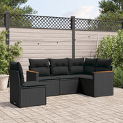 Loungeset 5-delig poly rattan zwart