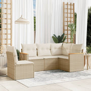 Loungeset 5-delig poly rattan beige