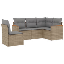5-Delige Loungeset Met Kussens Poly Rattan Beige