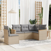 Loungeset 5-delig poly rattan beige