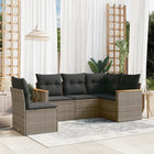 5-piece Lounge Set with cushions poly rattan grey