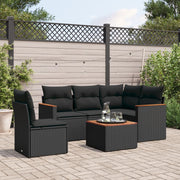 Loungeset 6-delig poly rattan zwart