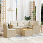 6-piece Lounge Set with cushions poly rattan beige