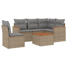 6-Delige Loungeset Met Kussens Poly Rattan Beige