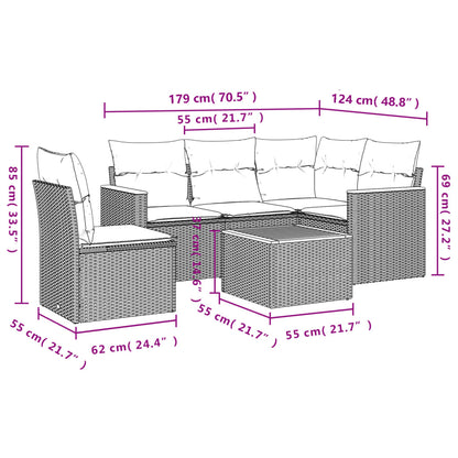 6-Delige Loungeset Met Kussens Poly Rattan Beige