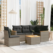Loungeset 6-delig poly rattan grijs