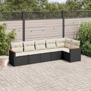 Loungeset 6-delig poly rattan zwart