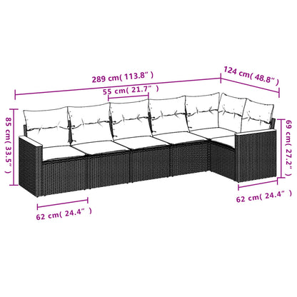 6-Delige Loungeset Met Kussens Poly Rattan Beige