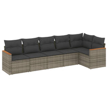 6-Delige Loungeset Met Kussens Poly Rattan Grijs
