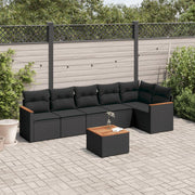Loungeset 7-delig poly rattan zwart