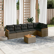 Loungeset 7-delig poly rattan grijs