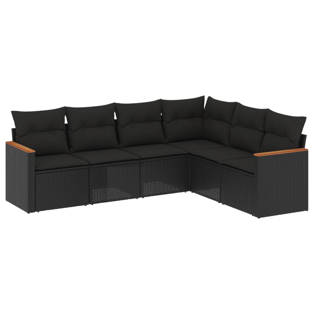 6-Delige Loungeset Met Kussens Poly Rattan Zwart
