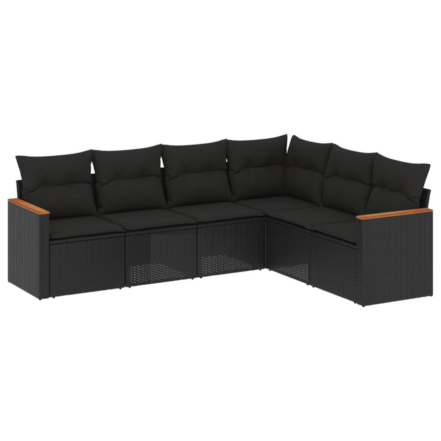 6-Delige Loungeset Met Kussens Poly Rattan Zwart