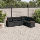 6-piece Lounge Set with cushions poly rattan black