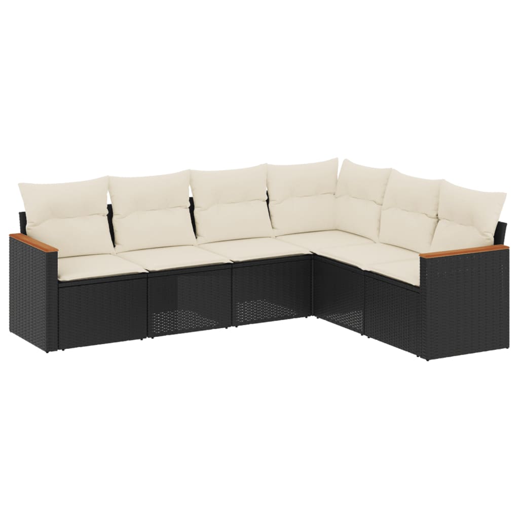 6-Delige Loungeset Met Kussens Poly Rattan Zwart