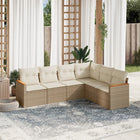Loungeset 6-delig poly rattan beige
