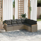 6-piece Lounge Set with Cushions Poly Rattan Grey