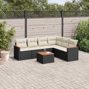Loungeset 7-delig poly rattan zwart