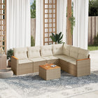 7-Delige Loungeset Met Kussens Poly Rattan Beige