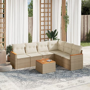 Loungeset 7-delig poly rattan beige