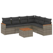 Loungeset 7-delig poly rattan grijs