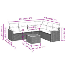 7-Delige Loungeset Met Kussens Poly Rattan Grijs