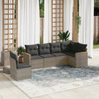 6-piece Lounge Set with Cushions Poly Rattan Grey