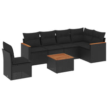 7-Delige Loungeset Met Kussens Poly Rattan Zwart