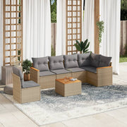 Loungeset 7-delig poly rattan beige