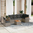 7-Delige Loungeset Met Kussens Poly Rattan Grijs