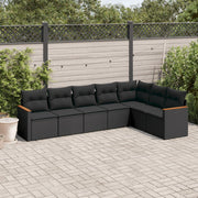 Loungeset 7-delig poly rattan zwart