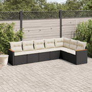 Loungeset 7-delig poly rattan zwart