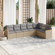 Loungeset 7-delig poly rattan beige