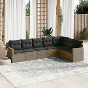 Loungeset 7-delig poly rattan grijs