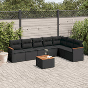 Loungeset poly rattan 8-delig zwart
