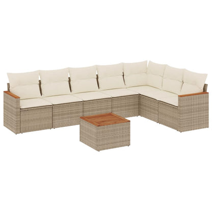 8-Delige Loungeset Met Kussens Poly Rattan Beige