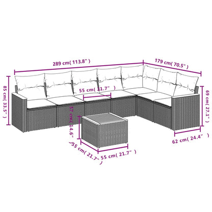 8-Delige Loungeset Met Kussens Poly Rattan Beige