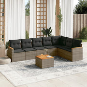 Loungeset 8-delig poly rattan grijs