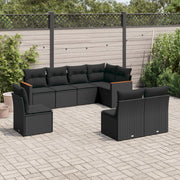 Loungeset 8-delig poly rattan zwart