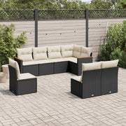 Loungeset 8-delig poly rattan zwart