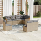 8-piece Lounge Set with Cushions Poly Rattan Beige