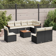 Loungeset 9-delig poly rattan zwart