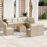 Loungeset 9-delig poly rattan beige