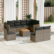 Loungeset 9-delig poly rattan grijs