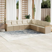 Loungeset 9-delig poly rattan beige