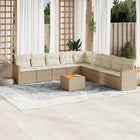 10-Delige Loungeset Met Kussens Poly Rattan Beige