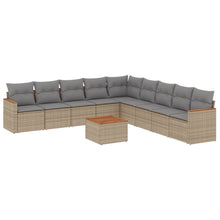 10-Delige Loungeset Met Kussens Poly Rattan Beige